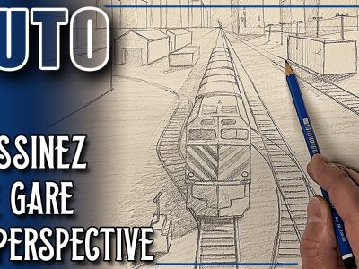 Perspective à 1 point de fuite – dessinez une gare en perspective Dessinez une gare en perspective