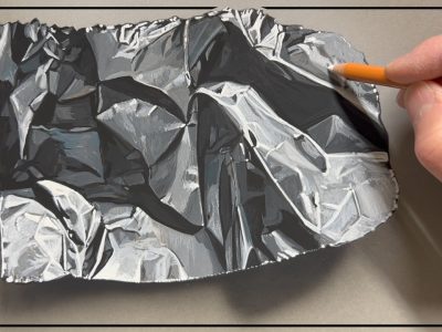 Papier alu en trompe-l’oeil Comment dessiner un papier aluminium en trompe-l’oeil