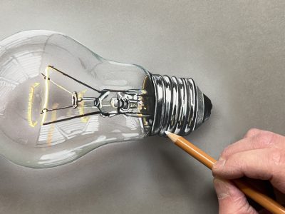 Ampoule en trompe-l’oeil Comment dessiner une ampoule en trompe-l’oeil